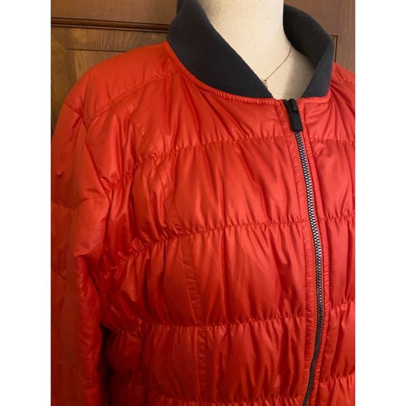 Athleta Goose Down Dobby Puffer Jacket Women‎ S/M Red Full Zip Outdoor Warm - Picture 1 of 16
